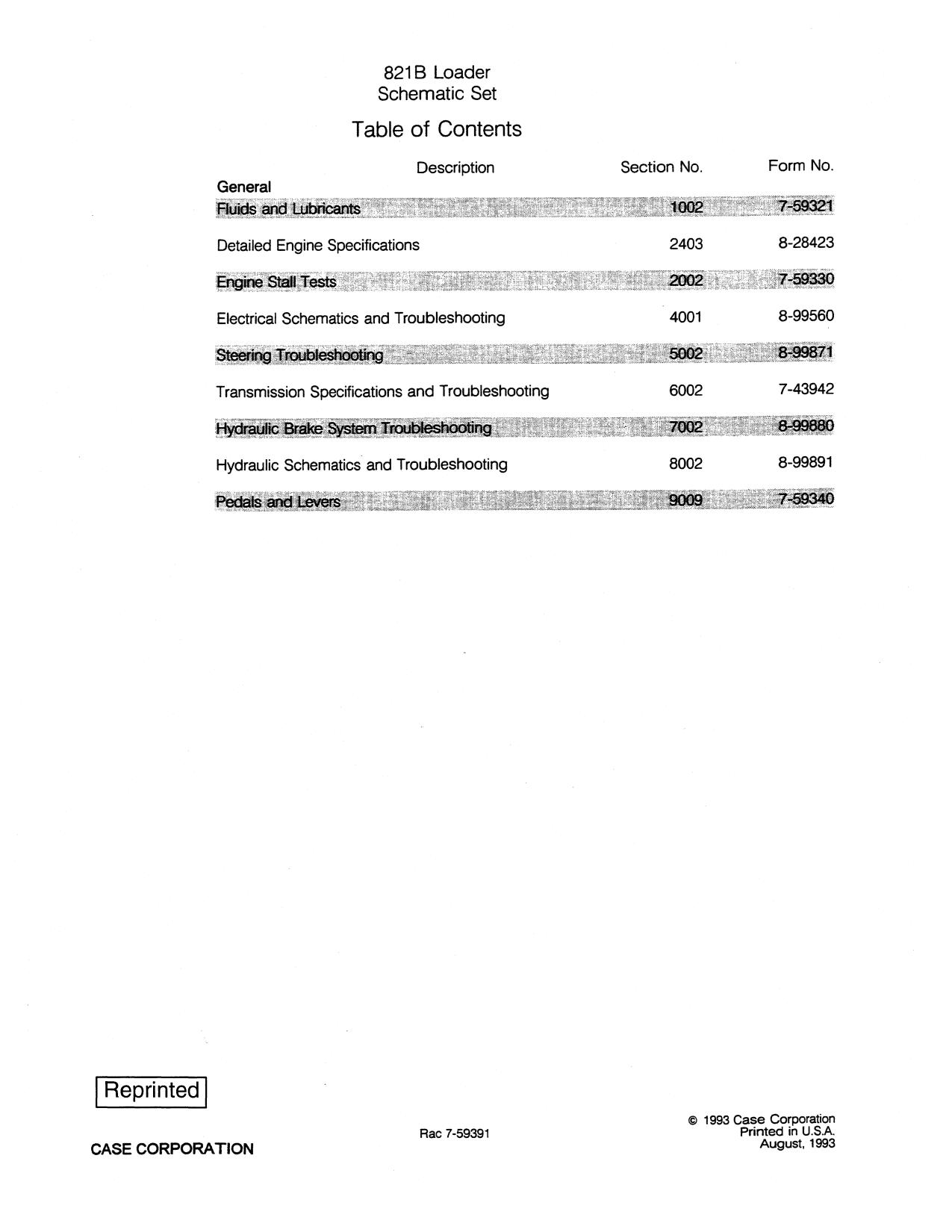 821B Loader Complete Schematic Set